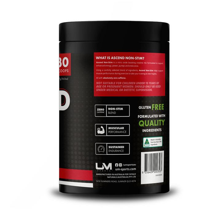 Ascend Pre-Workout Non-Stim Watermelon Wonder by UM Sports | Previously In-Cel Pre-Workout Urban Muscle